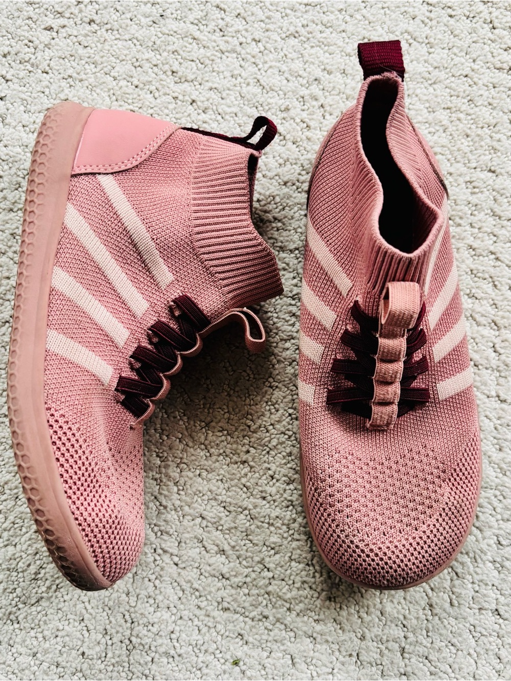 Livie and Luca pink knit slip on sneaker high tops